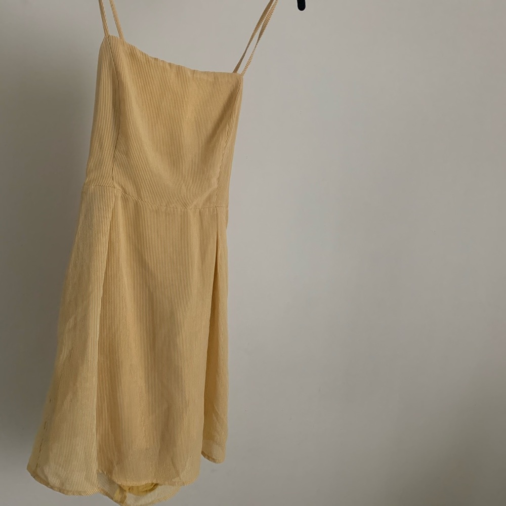 Skylar + Madison yellow striped tie back dress